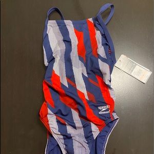 Speedo Pinstripe Endurance Swimsuit - Size 28/NWT